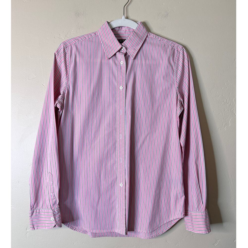 Women's Lauren Ralph Lauren Pink Long Sleeve Button Up Blouse Small